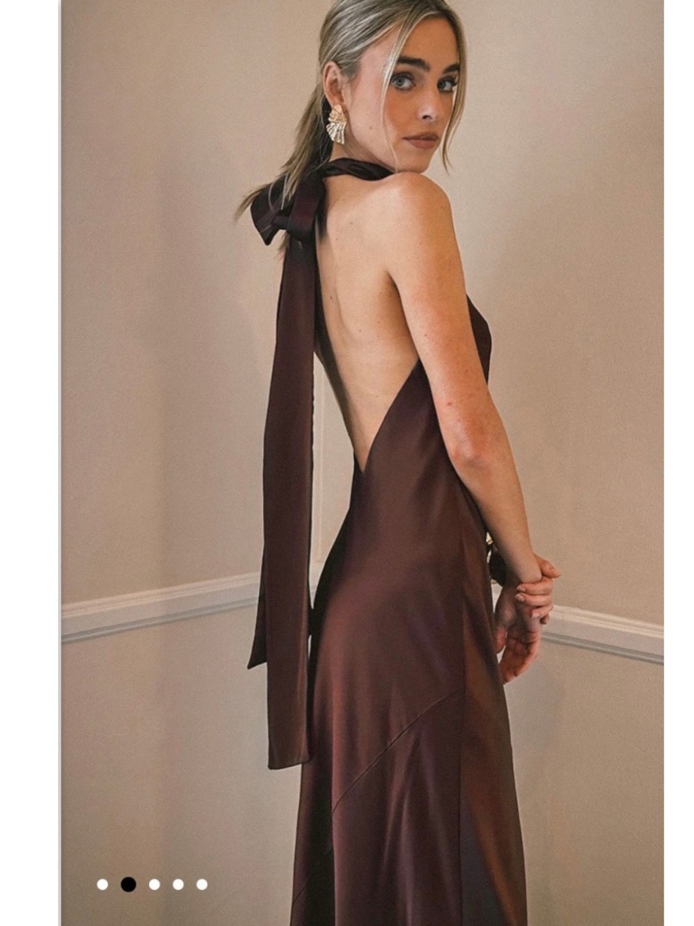 Show Me Your MuMu Lisa Maxi Dress - Chocolate Luxe Satin Size Small